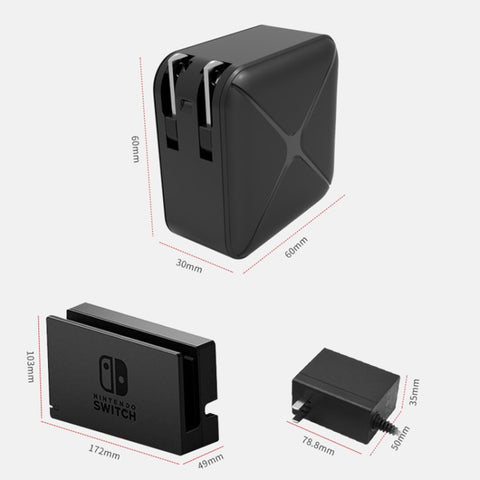 Multi-Function Projection And Charging AC Adapter Base Support Android/PC/Lite For Switch, Black+US Plug, Black+EU Plug, Black+UK Plug