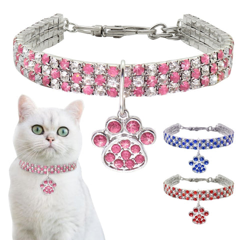 Pet Collar Diamond Elastic Cat And Dog Necklace Jewelry, S, M, L