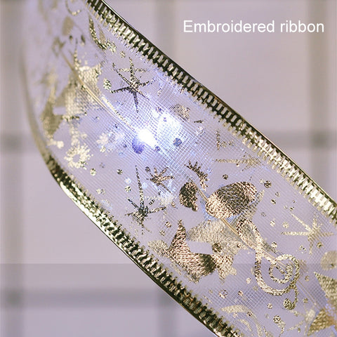4m 40LEDs Gift Decoration Ribbon Light String LED Copper Wire Ribbon Christmas Tree Top Bowknot Light, Warm White Light, White Light, Colorful Light