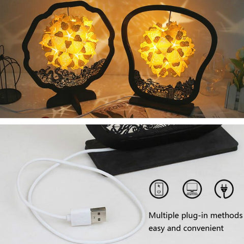 Paper Art Light And Shadow Paper Carving Lamp DIY Handmade Creative Small Table Lamp, Round-shaped, Fan-shaped, Arc-shaped