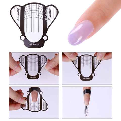 500PCS/Set Nail Art Acrylic UV Gel Tips Extension Builder Form Guide Stencil Manicure Tools