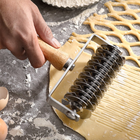 Baking Tool Stainless Steel Wooden Handle Pizza Roller Cutter Dessert Hob Pizza Net Knife, Pizza Cutter 1