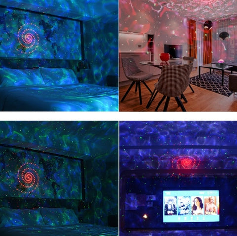 M2 8W Christmas Starry Sky Laser Projection Atmosphere Light Rotating Starry Dynamic Water Pattern Sleeping Light, USB, Battery