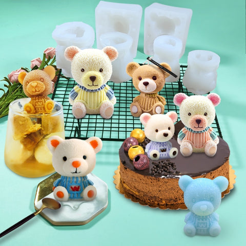 Cartoon Milk Tea Coffee Bear Ice Cube Silicone Mold Aromatherapy Candle Plaster Epoxy Mold, MC-98, MC-152, MC-153, MC-154, MC-149, MC-150, MC-143, MC-151