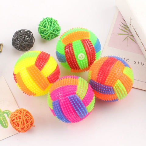 10 PCS Luminous Volleyball Bouncy Ball Massage Ball Whistle Thorn Ball, Random Color Delivery, Diameter 6.5cm, Diameter 7.5cm