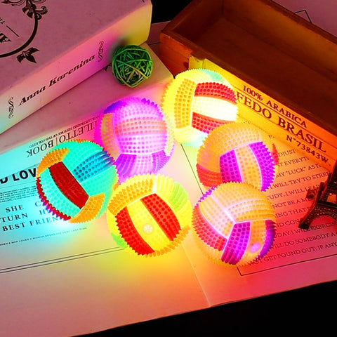 10 PCS Luminous Volleyball Bouncy Ball Massage Ball Whistle Thorn Ball, Random Color Delivery, Diameter 6.5cm, Diameter 7.5cm