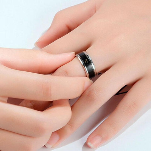 Smart Temperature Ring Stainless Steel Personalized Temperature Display Couple Ring, 6, 7, 8, 9, 10, 11, 12, 13