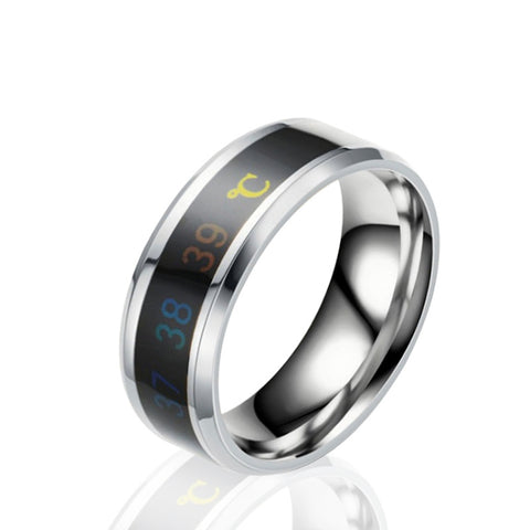 Smart Temperature Ring Stainless Steel Personalized Temperature Display Couple Ring, 6, 7, 8, 9, 10, 11, 12, 13