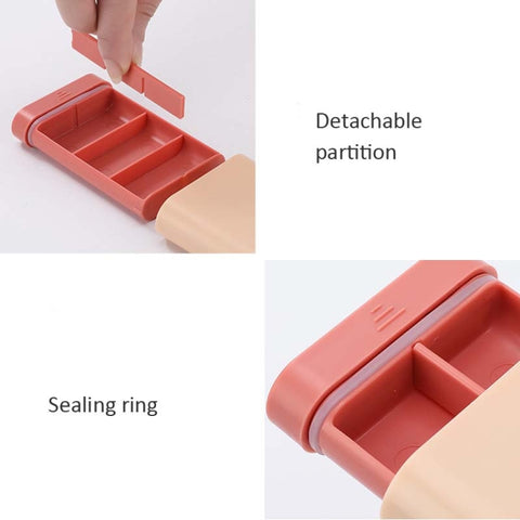3 PCS Portable Sealed Pill Storage Box Divided Into Compartments Portable Mini Pill Box, Blue, Green, Gray, Pink