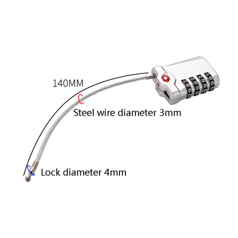 Zinc Alloy Red Dot Luggage Small Padlock Small Mini Code Lock, Black, Silver