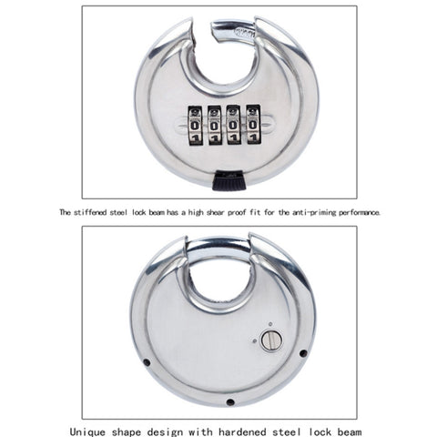 Stainless Steel Password Padlock 304 Waterproof And Rust-Proof Outdoor Courtyard Door Cabinet Lock Round Cake Lock, Password Padlock Round Cake Lock