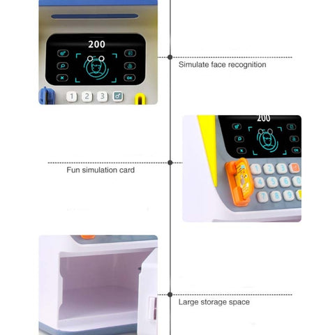 Simulation Face Recognition ATM Cash Deposit Box Simulation Password Automatic Rolling Money Safe Deposit Box, Orange (Battery Version), Blue (Battery Version), Orange (Charging Version), Blue (Charging Version)