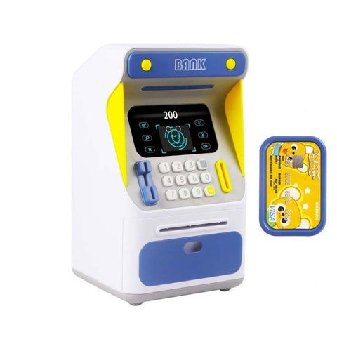 Simulation Face Recognition ATM Cash Deposit Box Simulation Password Automatic Rolling Money Safe Deposit Box, Orange (Battery Version), Blue (Battery Version), Orange (Charging Version), Blue (Charging Version)