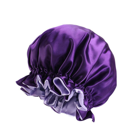 TJM-443A Double-Layer Satin Big Lace Night Hat Round Hat Chemotherapy Hat, One Size Adjustable