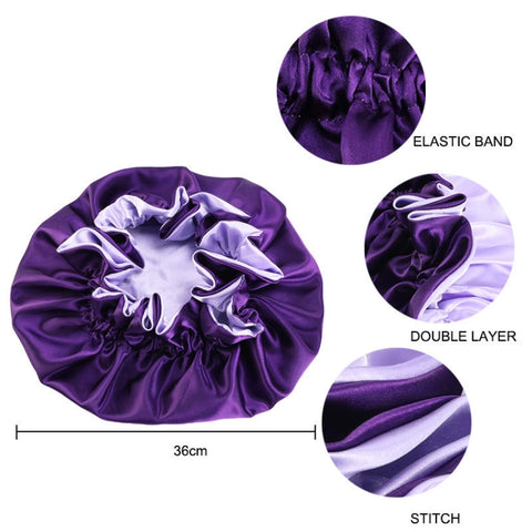 TJM-443A Double-Layer Satin Big Lace Night Hat Round Hat Chemotherapy Hat, One Size Adjustable