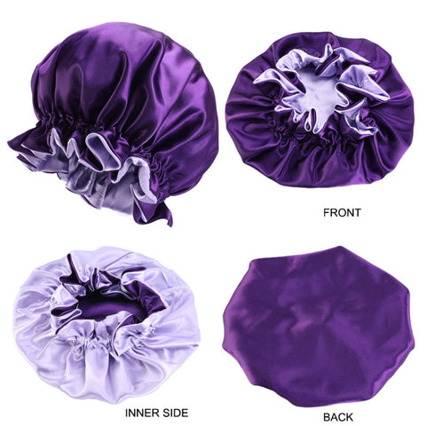 TJM-443A Double-Layer Satin Big Lace Night Hat Round Hat Chemotherapy Hat, One Size Adjustable