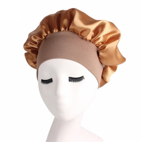 2 PCS TJM-301 Night Cap With Wide Brim And Elasticity Headband Ladies Chemotherapy Cap Hair Care Hat, M 56-58cm