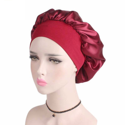 2 PCS TJM-301 Night Cap With Wide Brim And Elasticity Headband Ladies Chemotherapy Cap Hair Care Hat, M 56-58cm