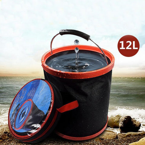 Car Washing Folding Telescopic Bucket Car Household Multifunctional Outdoor Portable Bucket, 12L Folding Telescopic Bucket