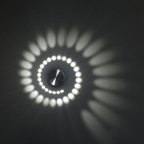 3W Modern Interior Creative Spiral Round Wall Lamp for Club, KTV, Corridor, Aisle, Background Wall Decoration Lamp, Recessed In, Wall Mounted