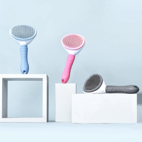 Stainless Steel Needle Automatic Cleaning Pet Hair Removal Dog Brush Pet Comb, Blue Thick Needle, Blue Fine Needle, Pink Thick Needle, Pink Fine Needle, Gray Thick Needle, Gray Fine Needle