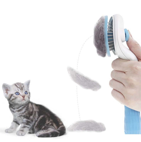 Stainless Steel Needle Automatic Cleaning Pet Hair Removal Dog Brush Pet Comb, Blue Thick Needle, Blue Fine Needle, Pink Thick Needle, Pink Fine Needle, Gray Thick Needle, Gray Fine Needle