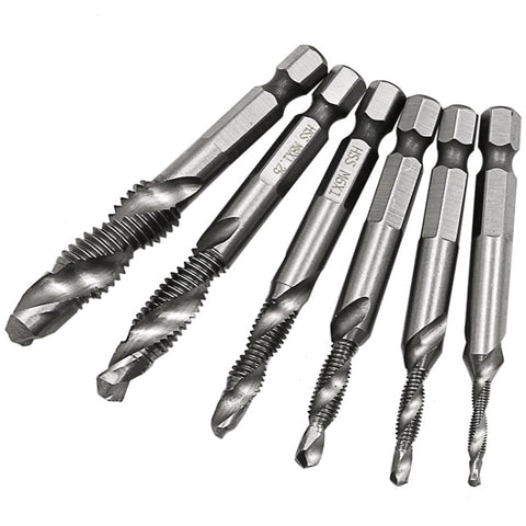 6 PCS / Set HSS Multi-Function Integrated Composite Tap Hole Tapping Chamfering, 6 PCS / Set Hole Tapping Chamfering