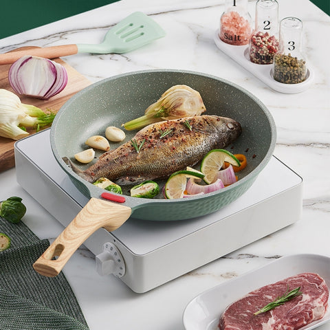 Maifan Stone Flat-Bottomed Non-Stick Pan Household Steak Frying Pan For Induction Cooker, 20cm, 24cm, 28cm