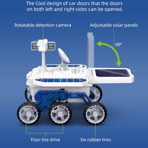 Children DIY Solar Mars Exploration Car Toy Puzzle Science Education Assembled 4-Wheel Drive Electric Model, Solar Mars Exploration Car Toy
