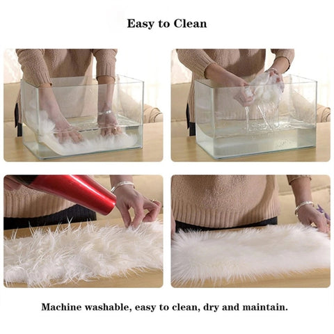 Faux Wool Leather Sofa Carpet Floor Mats Fleece Cushions Bay Window Mats, 60x180cm