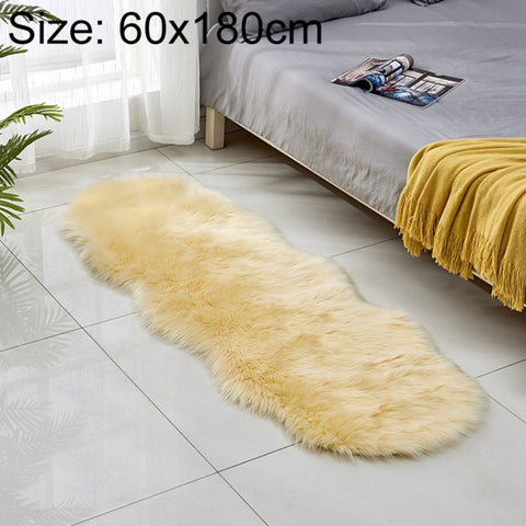 Faux Wool Leather Sofa Carpet Floor Mats Fleece Cushions Bay Window Mats, 60x180cm
