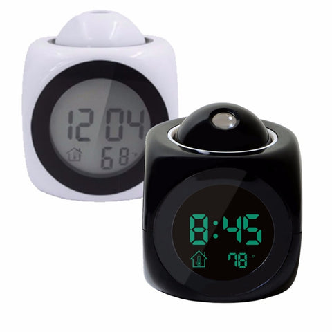 Multi-function LED Projection Alarm Clock Voice Talking Clock, White without USB cable, Black without USB cable, Black + USB cable, White + USB cable