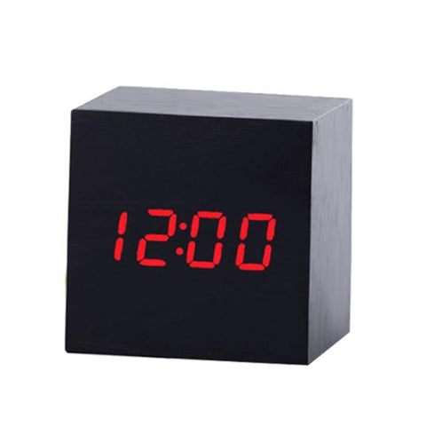 Multicolor Sounds Control Wooden Clock Modern Digital LED Desk Alarm Clock Thermometer Timer, Black White, Black Red, Black Blue, Black Green, White Wood, White Red, White Blue, White Green, Wooden White, Wooden Red, Wooden Blue, Wooden Green, Red Wood
