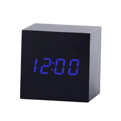 Multicolor Sounds Control Wooden Clock Modern Digital LED Desk Alarm Clock Thermometer Timer, Black White, Black Red, Black Blue, Black Green, White Wood, White Red, White Blue, White Green, Wooden White, Wooden Red, Wooden Blue, Wooden Green, Red Wood