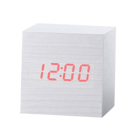 Multicolor Sounds Control Wooden Clock Modern Digital LED Desk Alarm Clock Thermometer Timer, Black White, Black Red, Black Blue, Black Green, White Wood, White Red, White Blue, White Green, Wooden White, Wooden Red, Wooden Blue, Wooden Green, Red Wood