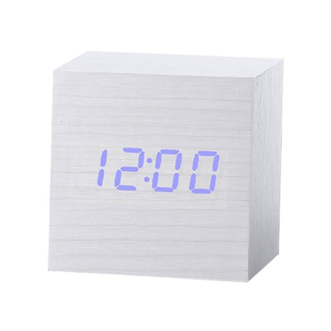 Multicolor Sounds Control Wooden Clock Modern Digital LED Desk Alarm Clock Thermometer Timer, Black White, Black Red, Black Blue, Black Green, White Wood, White Red, White Blue, White Green, Wooden White, Wooden Red, Wooden Blue, Wooden Green, Red Wood