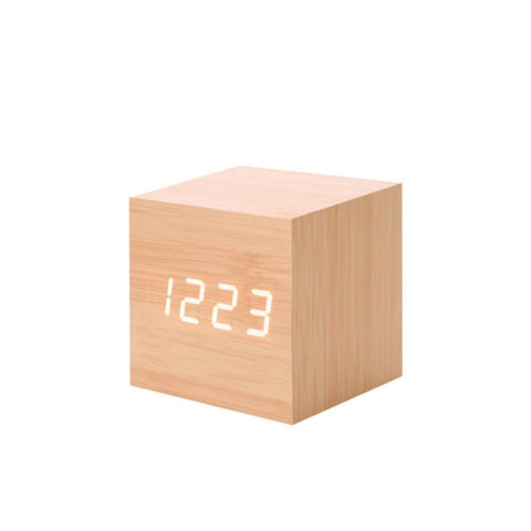 Multicolor Sounds Control Wooden Clock Modern Digital LED Desk Alarm Clock Thermometer Timer, Black White, Black Red, Black Blue, Black Green, White Wood, White Red, White Blue, White Green, Wooden White, Wooden Red, Wooden Blue, Wooden Green, Red Wood