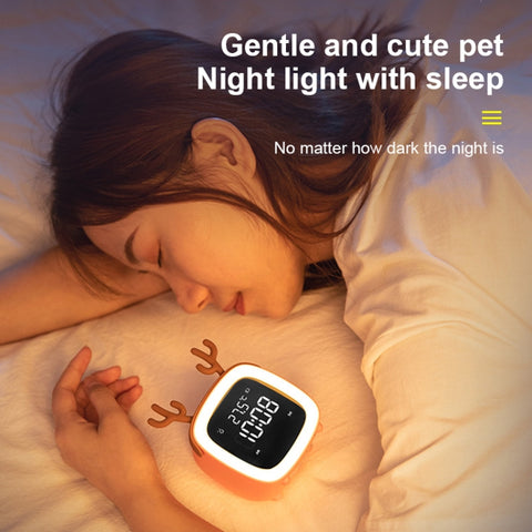 Cartoon Deer Shape Children Snooze Multifunctional USB Rechargeable Student LED Alarm Clock