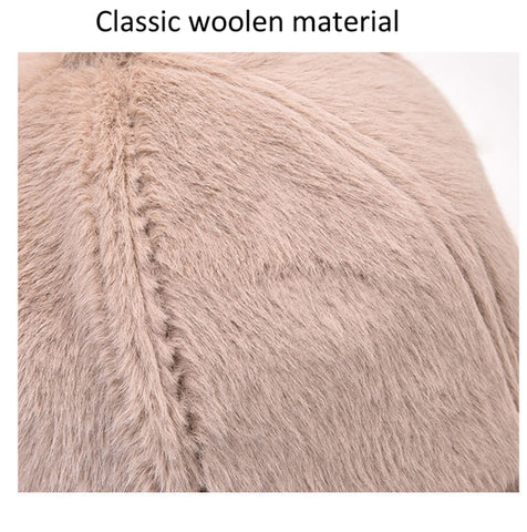 Women Autumn and Winter Thickened Rabbit Fur Plush Baseball Cap Curved Brim Warm Cap, Adjustable
