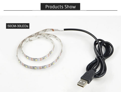 USB Power SMD 2835 Epoxy LED Strip Light Christmas Desk Decor Lamp for TV Background Lighting, 50cm, 1m, 2m, 3m, 4m, 5m