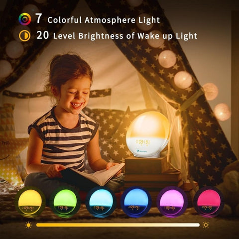 Alexa Voice-Activated Electronic Alarm Clock Sunrise Wake Up Night Light Support Smart APP Control,, EU Plug, US Plug, UK Plug