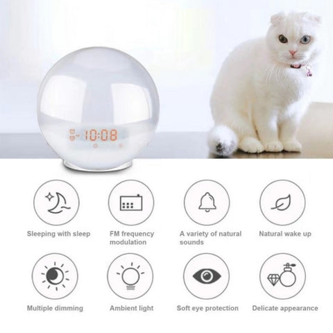 Alexa Voice-Activated Electronic Alarm Clock Sunrise Wake Up Night Light Support Smart APP Control,, EU Plug, US Plug, UK Plug