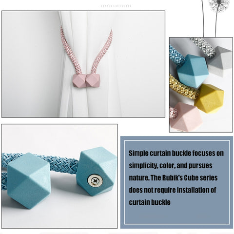 CK-17 4 PCS Magic Cube Simple Curtain Magnetic Buckle Free Installation Curtain Strap, Pink, Dark Blue, Purple, Beige, Golden, Brown, Silver Grey, Light Gold, Light Blue
