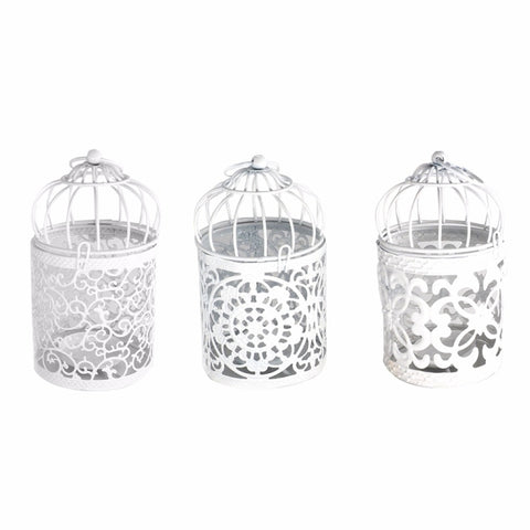 Antique Creative Bird Cage Candlestick Wrought Iron Ornaments Hollow Flower Pattern Home Decoration Crafts