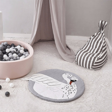Baby Infant Play Mats Kids Crawling Carpet Floor Rug Baby Bedding Rabbit Blanket Cotton Game Pad Children Room Decor, Grey Rabbit, Fox, Koala, Lion, Deer, Sheep, Swan, Unicorn, Giraffe, Panda, Penguin, Butterfly, Tiger, Bear, Pink Rabbit