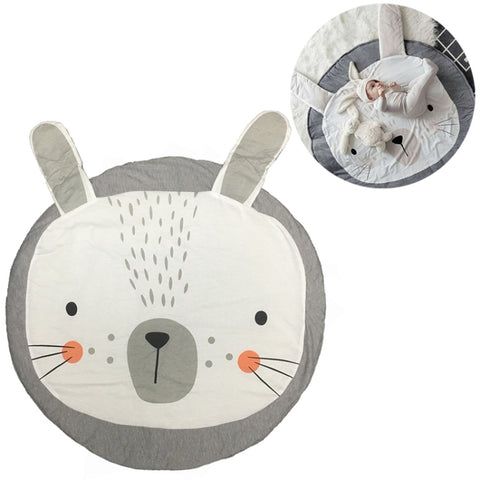 Baby Infant Play Mats Kids Crawling Carpet Floor Rug Baby Bedding Rabbit Blanket Cotton Game Pad Children Room Decor, Grey Rabbit, Fox, Koala, Lion, Deer, Sheep, Swan, Unicorn, Giraffe, Panda, Penguin, Butterfly, Tiger, Bear, Pink Rabbit