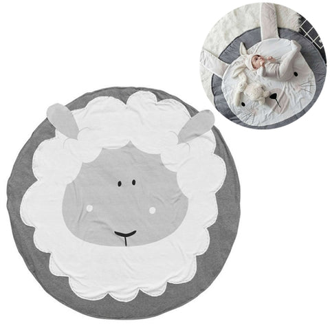 Baby Infant Play Mats Kids Crawling Carpet Floor Rug Baby Bedding Rabbit Blanket Cotton Game Pad Children Room Decor, Grey Rabbit, Fox, Koala, Lion, Deer, Sheep, Swan, Unicorn, Giraffe, Panda, Penguin, Butterfly, Tiger, Bear, Pink Rabbit