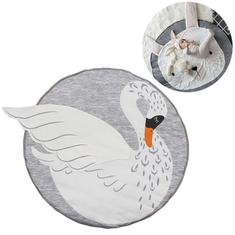 Baby Infant Play Mats Kids Crawling Carpet Floor Rug Baby Bedding Rabbit Blanket Cotton Game Pad Children Room Decor, Grey Rabbit, Fox, Koala, Lion, Deer, Sheep, Swan, Unicorn, Giraffe, Panda, Penguin, Butterfly, Tiger, Bear, Pink Rabbit