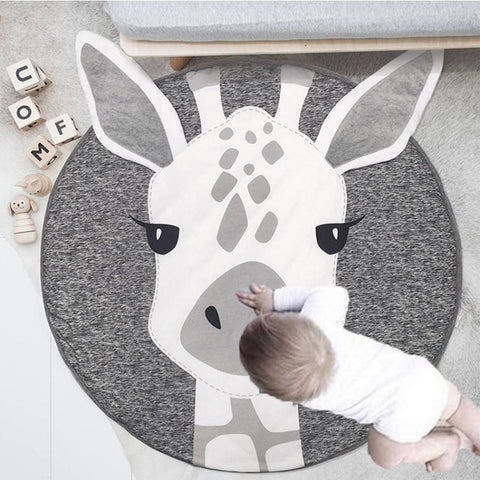 Baby Infant Play Mats Kids Crawling Carpet Floor Rug Baby Bedding Rabbit Blanket Cotton Game Pad Children Room Decor, Grey Rabbit, Fox, Koala, Lion, Deer, Sheep, Swan, Unicorn, Giraffe, Panda, Penguin, Butterfly, Tiger, Bear, Pink Rabbit