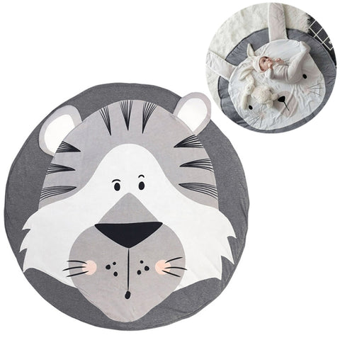 Baby Infant Play Mats Kids Crawling Carpet Floor Rug Baby Bedding Rabbit Blanket Cotton Game Pad Children Room Decor, Grey Rabbit, Fox, Koala, Lion, Deer, Sheep, Swan, Unicorn, Giraffe, Panda, Penguin, Butterfly, Tiger, Bear, Pink Rabbit